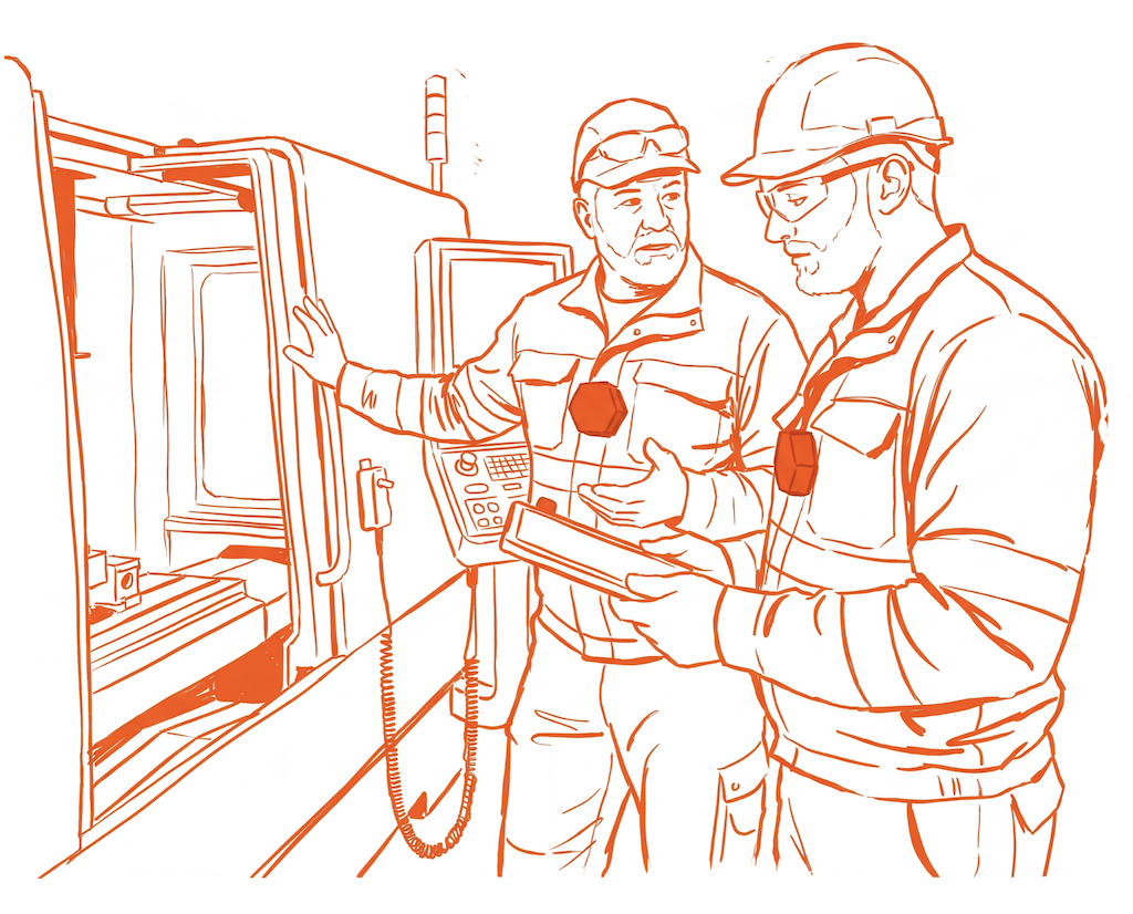 Worker capturing wisdom with a Bob device